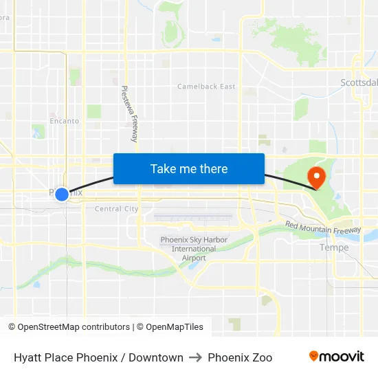 Hyatt Place Phoenix / Downtown to Phoenix Zoo map