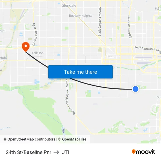 24th St/Baseline Pnr to UTI map