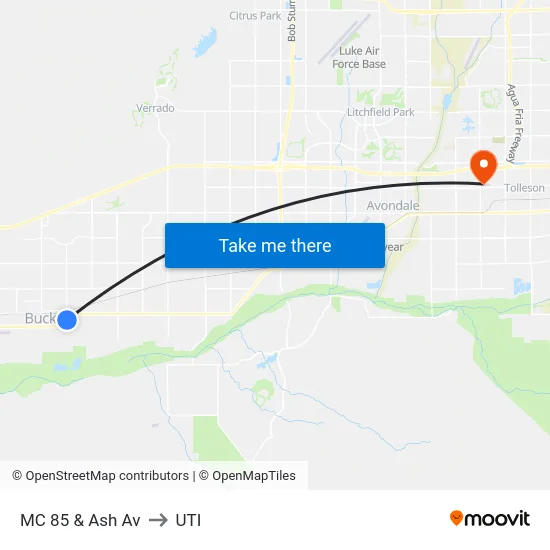MC 85 & Ash Av to UTI map