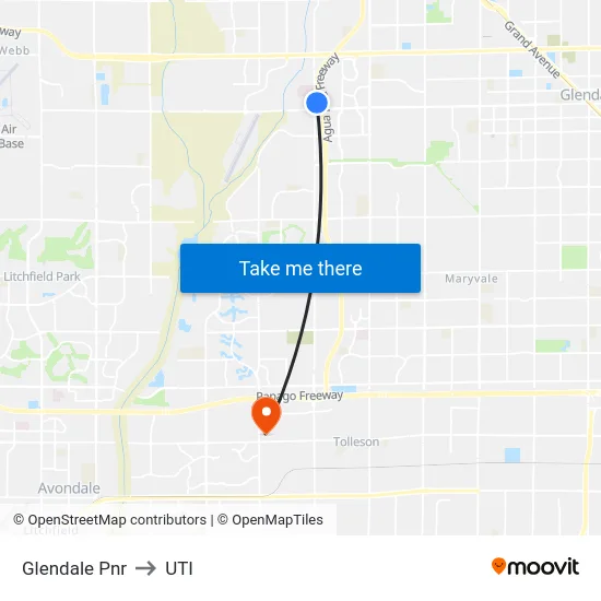 Glendale Pnr to UTI map