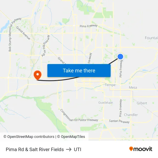 Pima Rd & Salt River Fields to UTI map