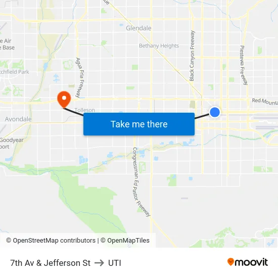 7th Av & Jefferson St to UTI map