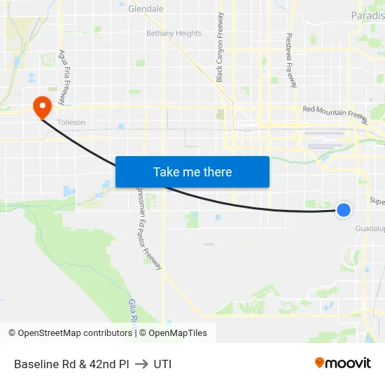 Baseline Rd & 42nd Pl to UTI map