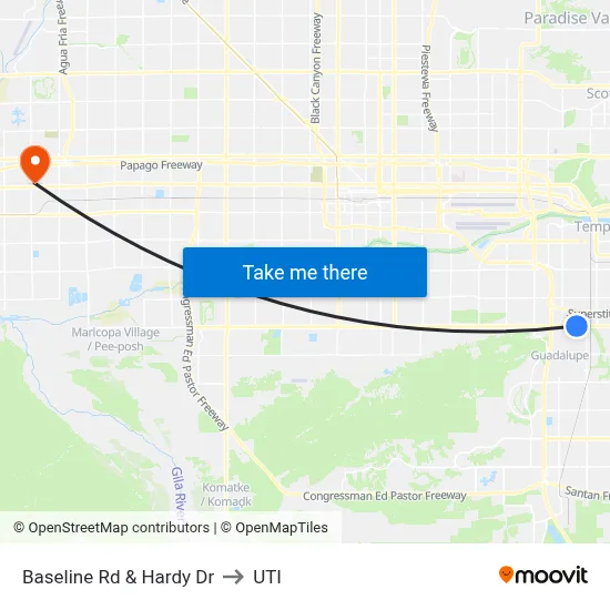 Baseline Rd & Hardy Dr to UTI map