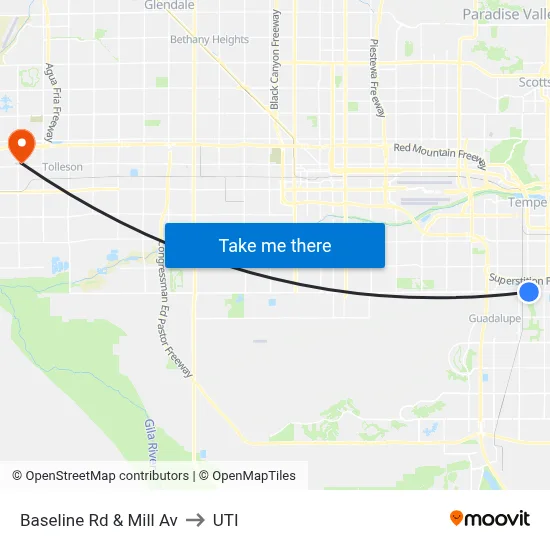 Baseline Rd & Mill Av to UTI map