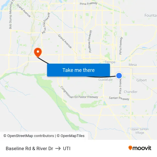 Baseline Rd & River Dr to UTI map
