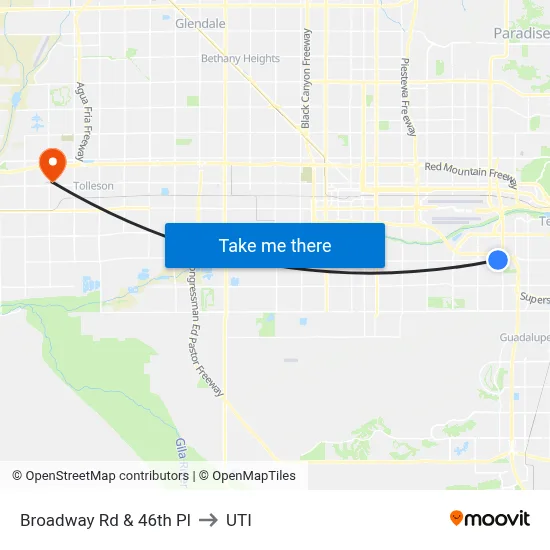 Broadway Rd & 46th Pl to UTI map