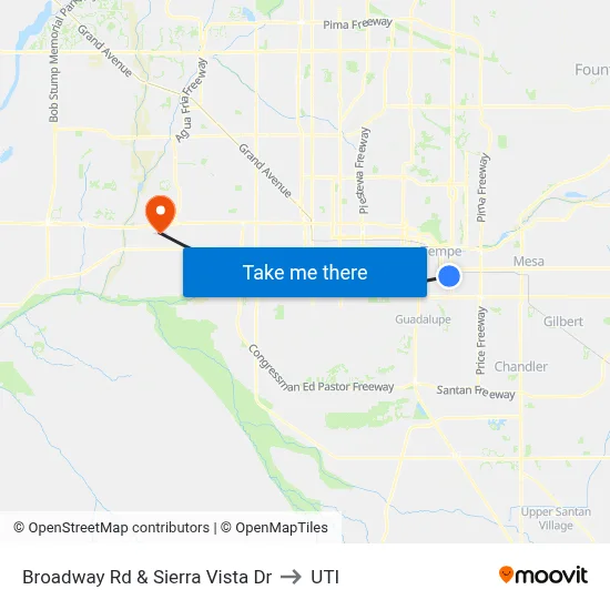 Broadway Rd & Sierra Vista Dr to UTI map
