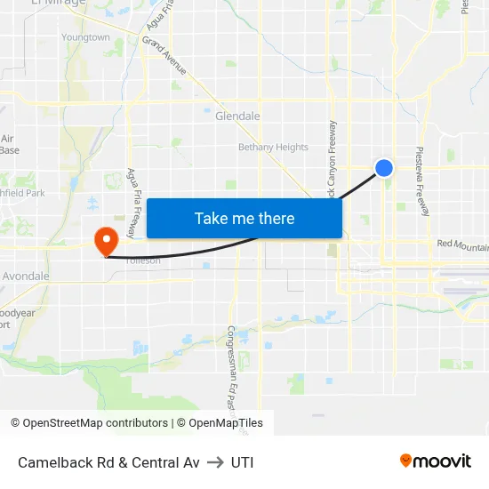 Camelback Rd & Central Av to UTI map