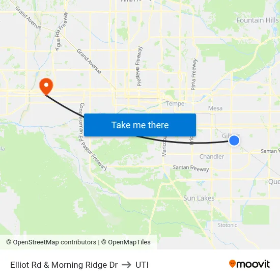 Elliot Rd & Morning Ridge Dr to UTI map