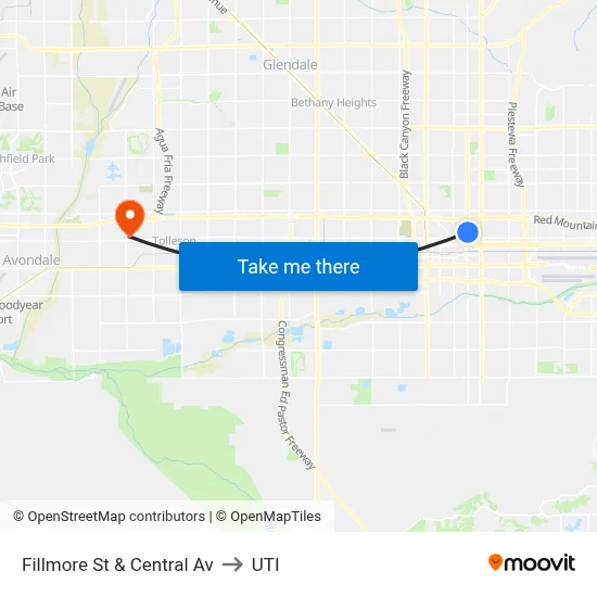 Fillmore St & Central Av to UTI map