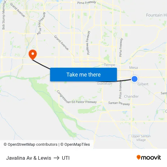 Javalina Av & Lewis to UTI map