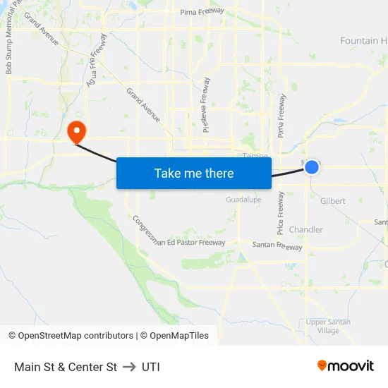 Main St & Center St to UTI map