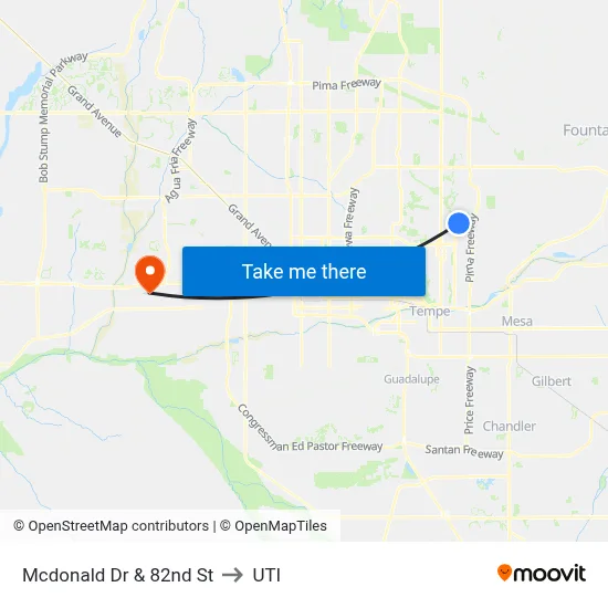 Mcdonald Dr & 82nd St to UTI map