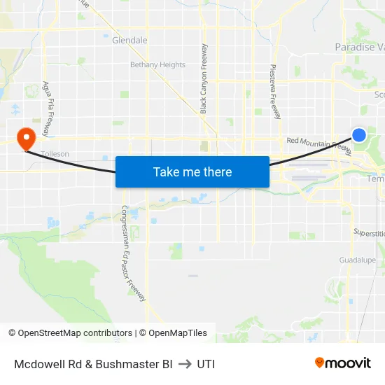 Mcdowell Rd & Bushmaster Bl to UTI map