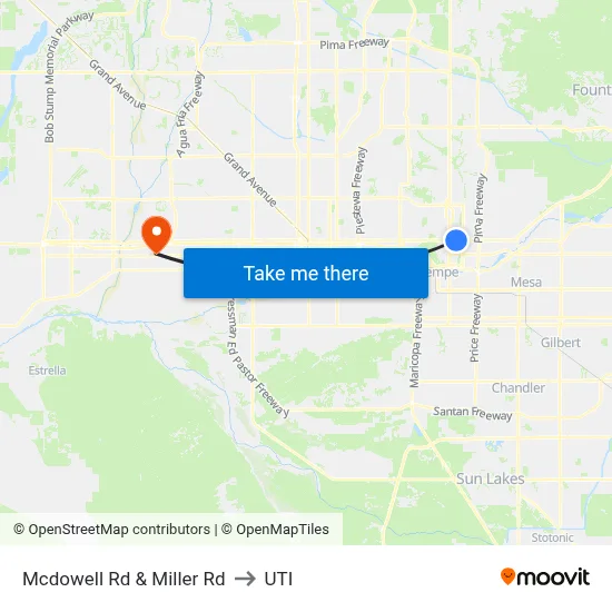Mcdowell Rd & Miller Rd to UTI map