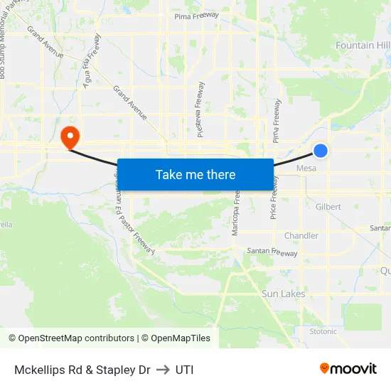 Mckellips Rd & Stapley Dr to UTI map