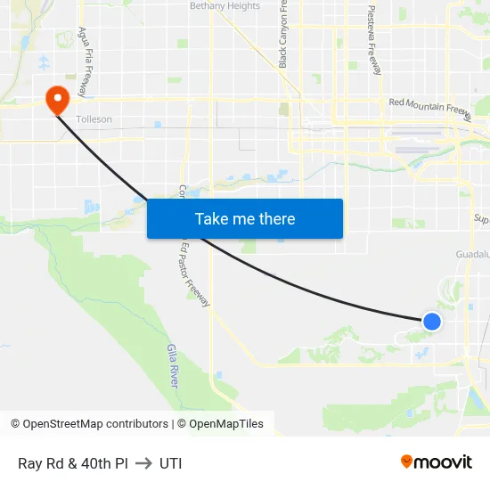 Ray Rd & 40th Pl to UTI map