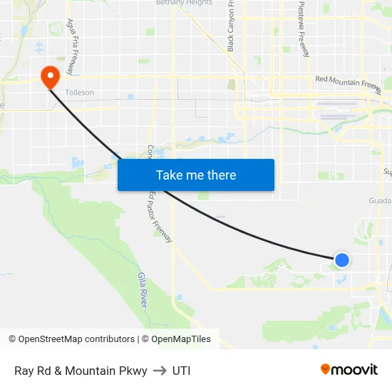 Ray Rd & Mountain Pkwy to UTI map
