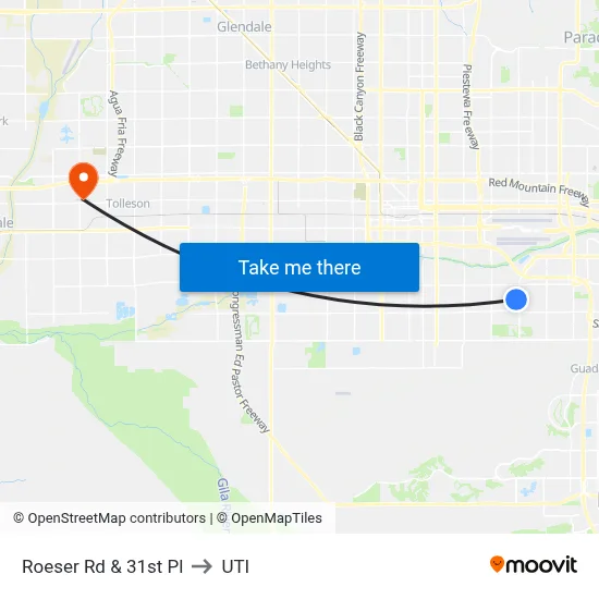 Roeser Rd & 31st Pl to UTI map
