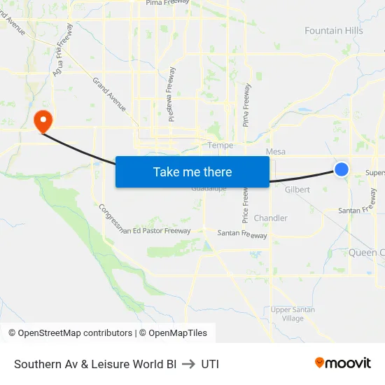 Southern Av & Leisure World Bl to UTI map