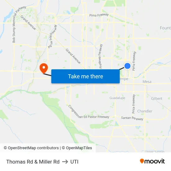 Thomas Rd & Miller Rd to UTI map
