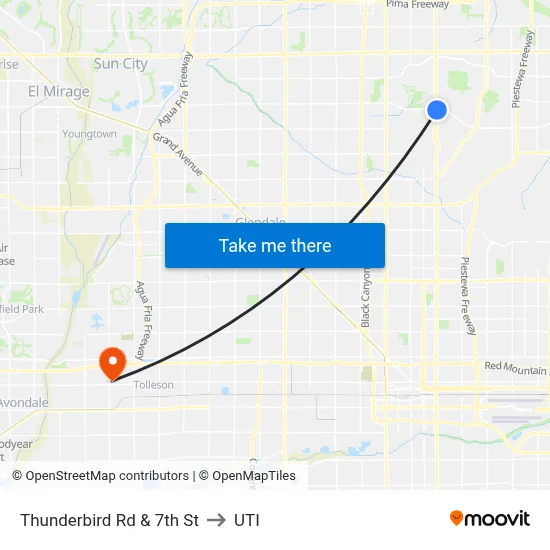 Thunderbird Rd & 7th St to UTI map