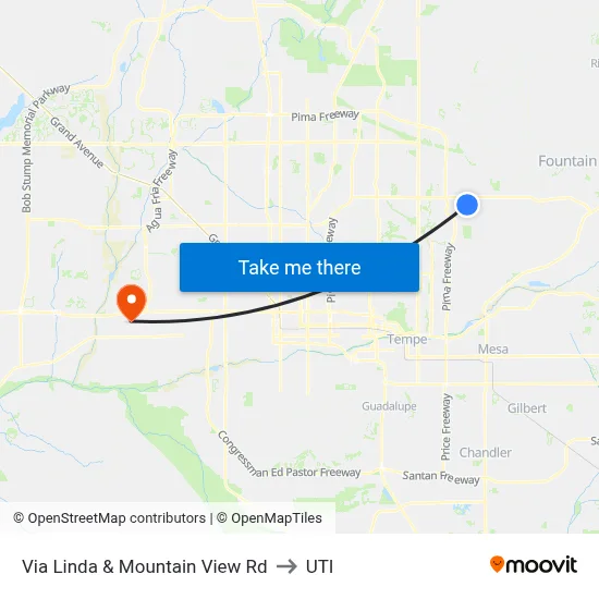 Via Linda & Mountain View Rd to UTI map