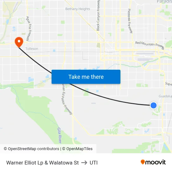 Warner Elliot Lp & Walatowa St to UTI map