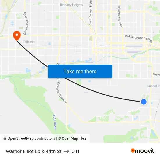 Warner Elliot Lp & 44th St to UTI map