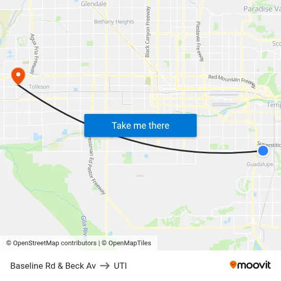 Baseline Rd & Beck Av to UTI map