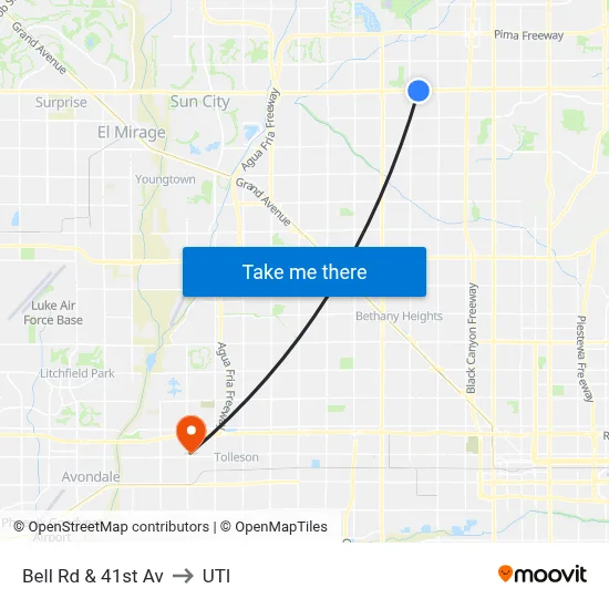 Bell Rd & 41st Av to UTI map