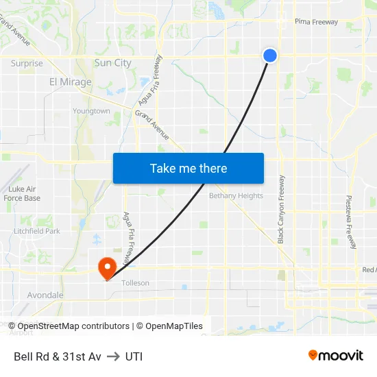 Bell Rd & 31st Av to UTI map