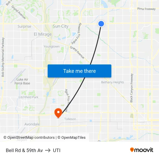 Bell Rd & 59th Av to UTI map