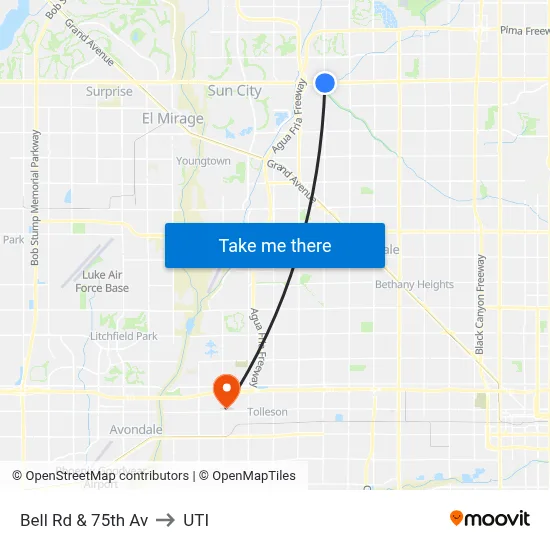 Bell Rd & 75th Av to UTI map