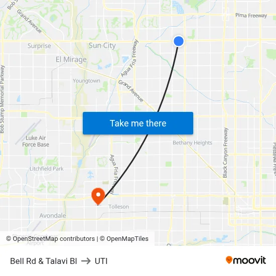 Bell Rd & Talavi Bl to UTI map