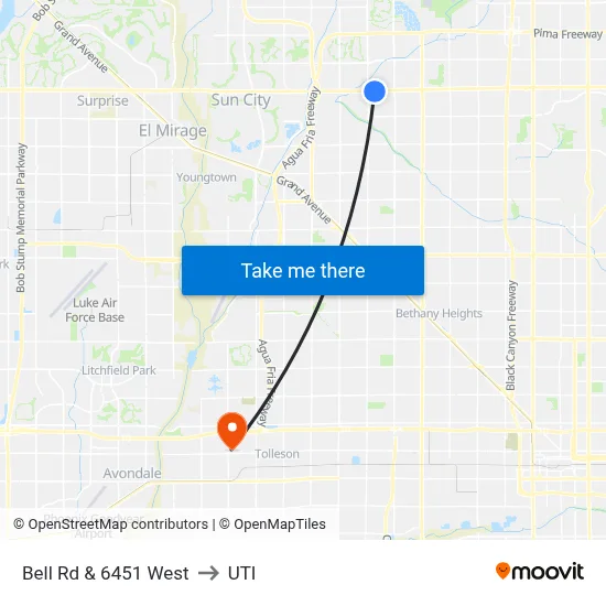 Bell Rd & 6451 West to UTI map
