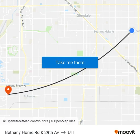 Bethany Home Rd & 29th Av to UTI map