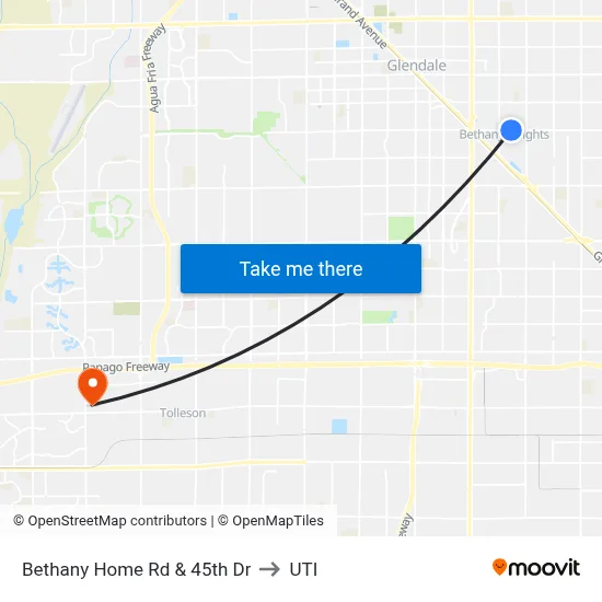 Bethany Home Rd & 45th Dr to UTI map