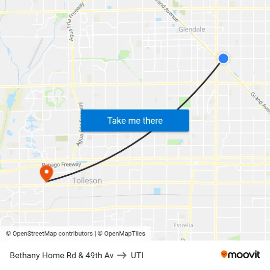 Bethany Home Rd & 49th Av to UTI map