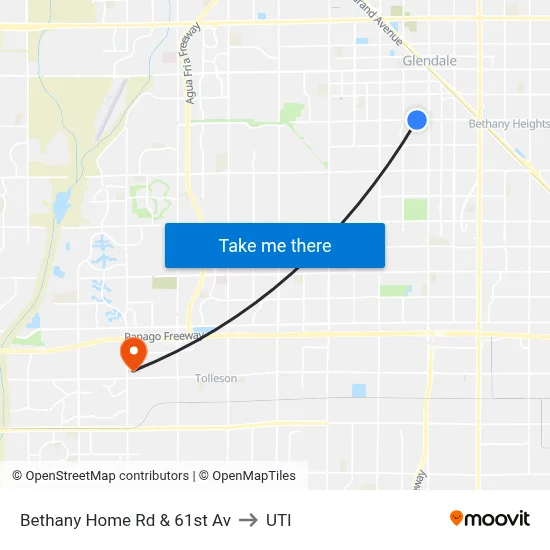 Bethany Home Rd & 61st Av to UTI map