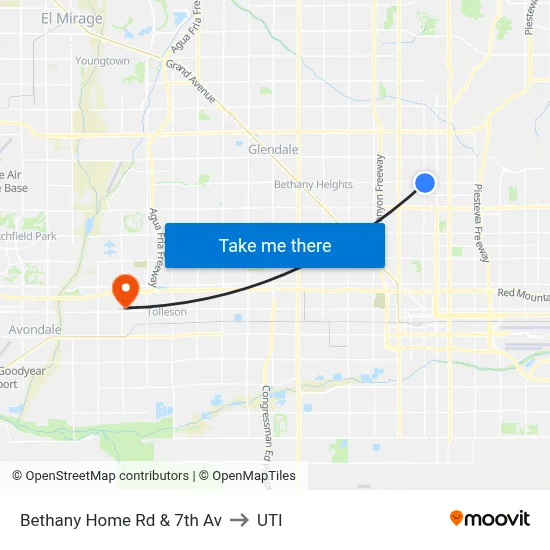 Bethany Home Rd & 7th Av to UTI map