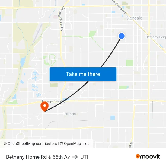Bethany Home Rd & 65th Av to UTI map