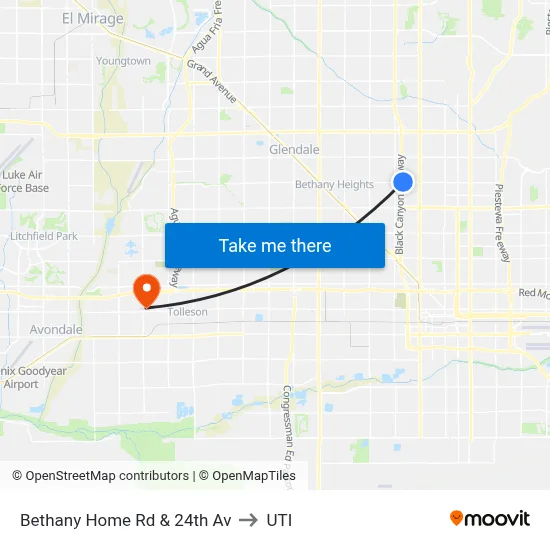 Bethany Home Rd & 24th Av to UTI map