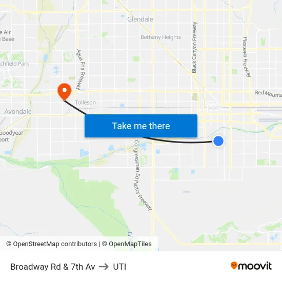 Broadway Rd & 7th Av to UTI map