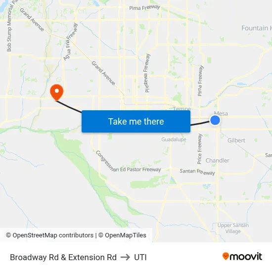 Broadway Rd & Extension Rd to UTI map