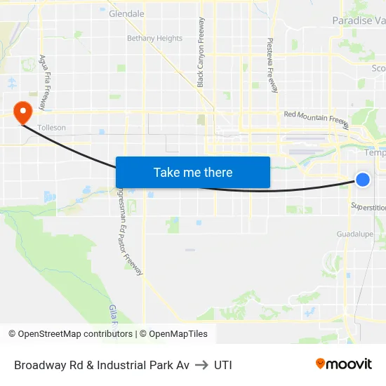 Broadway Rd & Industrial Park Av to UTI map