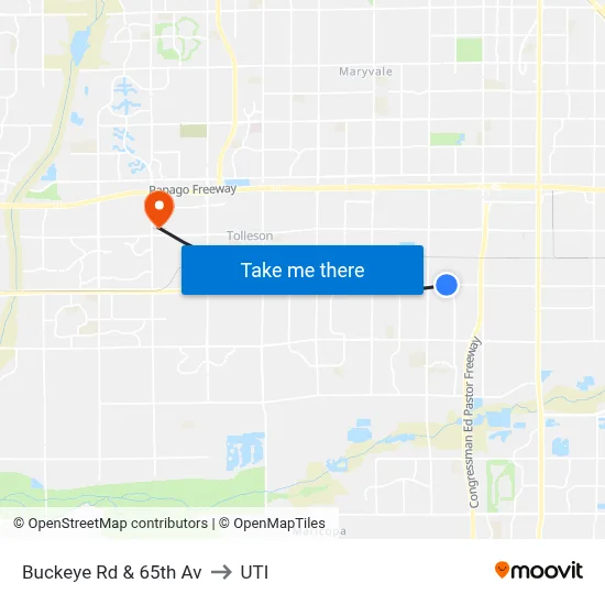 Buckeye Rd & 65th Av to UTI map