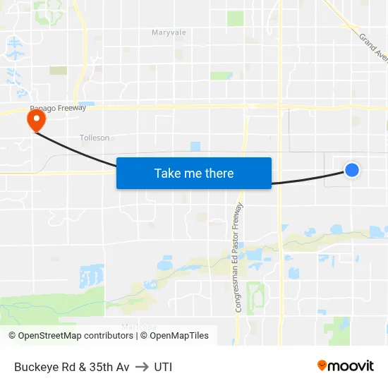 Buckeye Rd & 35th Av to UTI map