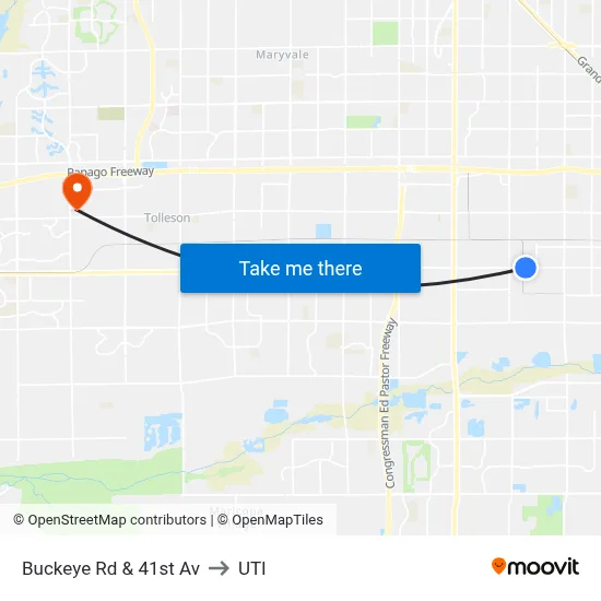 Buckeye Rd & 41st Av to UTI map